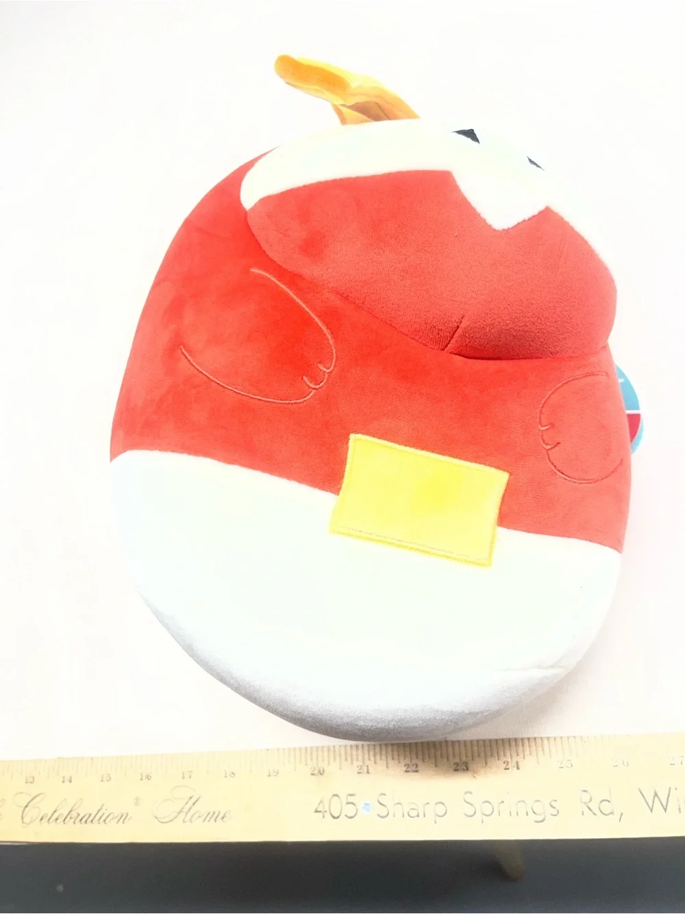 Squishmallows Red White Plush Character with Yellow Patch